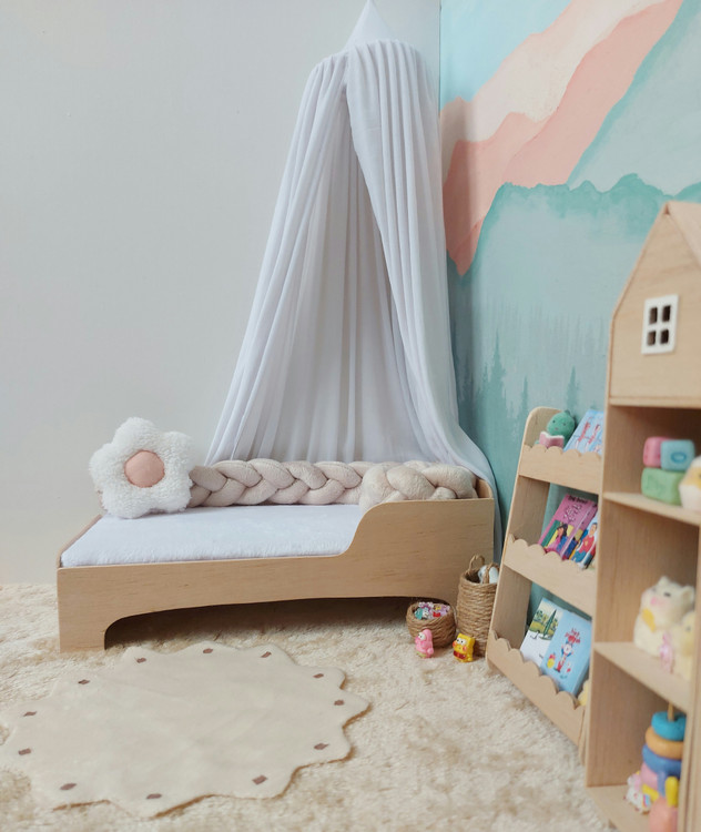 بامپر سهتایی بافت کرم رنگ برای تخت نوزاد با عرض ۲۰ سانتیمتر