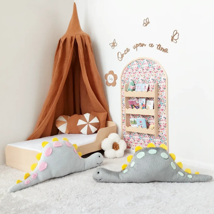 محافظ دور تخت نوزاد طرح دایناسور، رنگ طوسی روشن و آرام