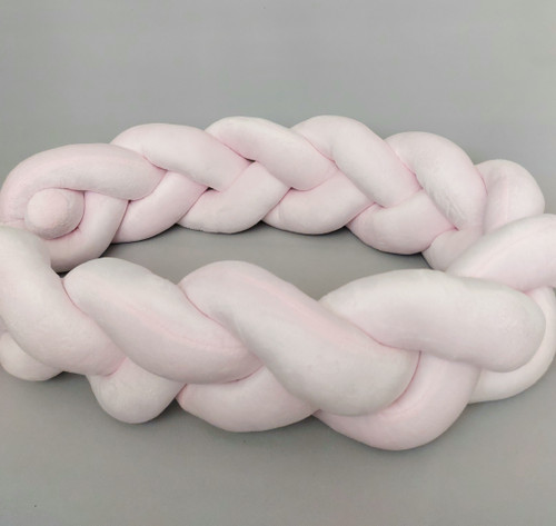 محافظ تخت نوزاد مدل بافت گیس رنگ صورتی یخی Braided Baby Crib Guard