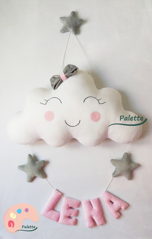 آویز اسم مخمل کودک cloud baby's name